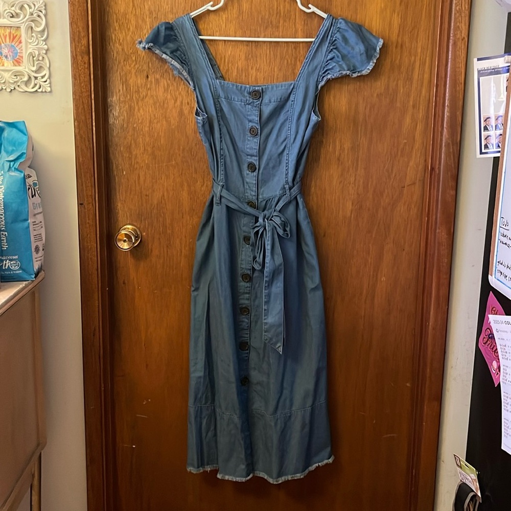Who What Wear denim flutter sleeve midi maxi dress